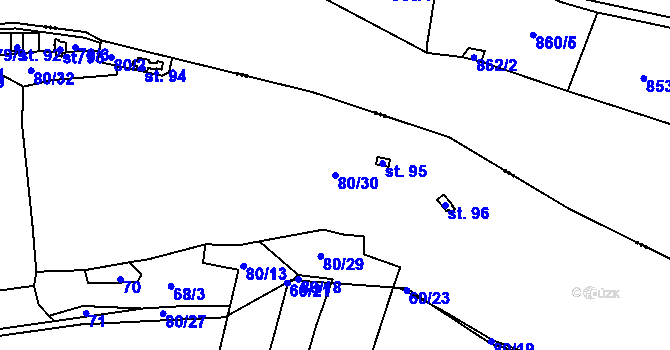 Parcela st. 80/30 v KÚ Bečice nad Lužnicí, Katastrální mapa