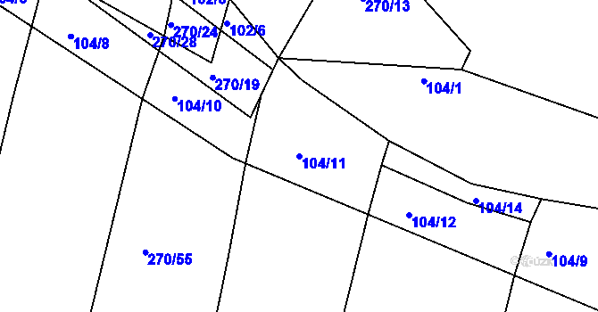Parcela st. 104/11 v KÚ Bečice nad Lužnicí, Katastrální mapa