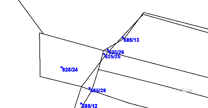 Parcela st. 625/25 v KÚ Bečice nad Lužnicí, Katastrální mapa