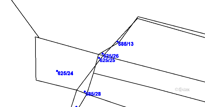 Parcela st. 625/26 v KÚ Bečice nad Lužnicí, Katastrální mapa