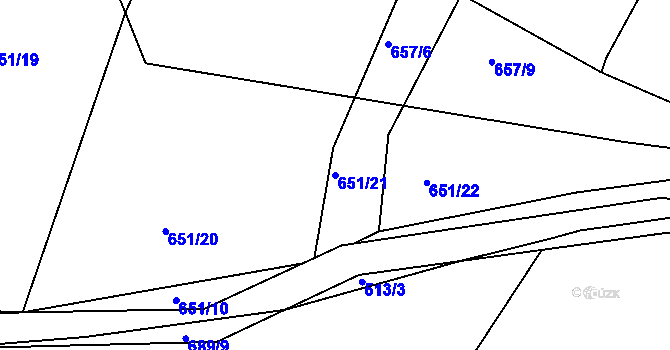 Parcela st. 651/21 v KÚ Bečice nad Lužnicí, Katastrální mapa