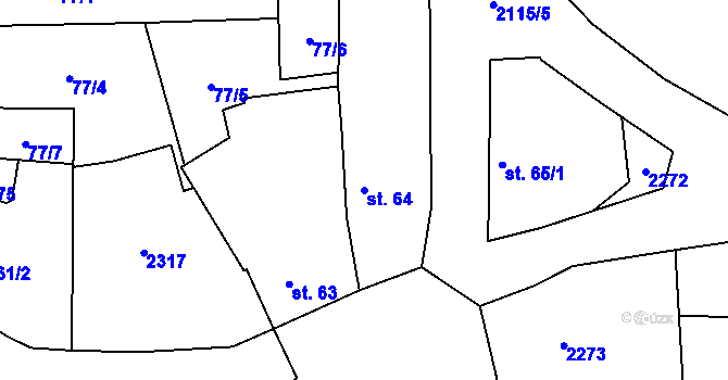 Parcela st. 64 v KÚ Malšice, Katastrální mapa
