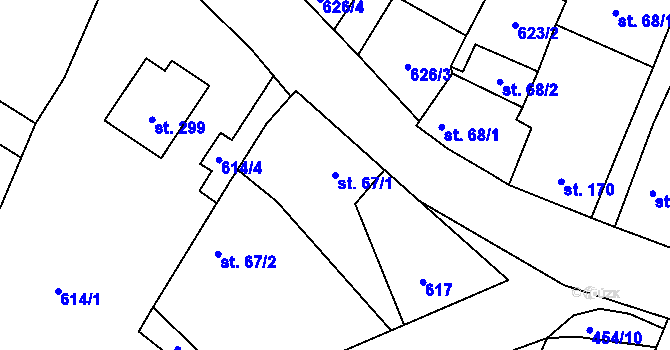 Parcela st. 67/1 v KÚ Malšice, Katastrální mapa