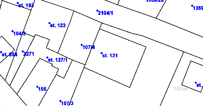 Parcela st. 121 v KÚ Malšice, Katastrální mapa