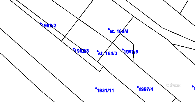 Parcela st. 164/3 v KÚ Malšice, Katastrální mapa
