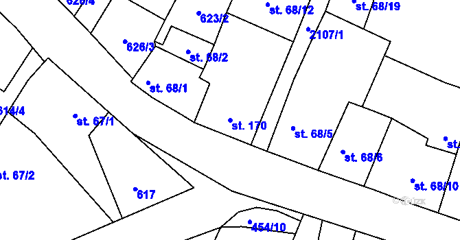 Parcela st. 170 v KÚ Malšice, Katastrální mapa