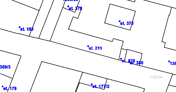 Parcela st. 211 v KÚ Malšice, Katastrální mapa