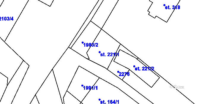 Parcela st. 221/1 v KÚ Malšice, Katastrální mapa