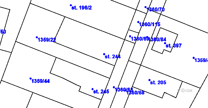 Parcela st. 244 v KÚ Malšice, Katastrální mapa