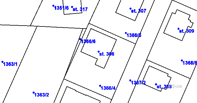 Parcela st. 306 v KÚ Malšice, Katastrální mapa