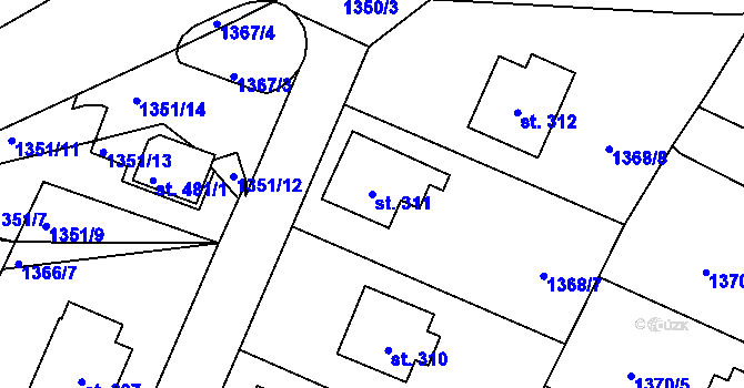 Parcela st. 311 v KÚ Malšice, Katastrální mapa