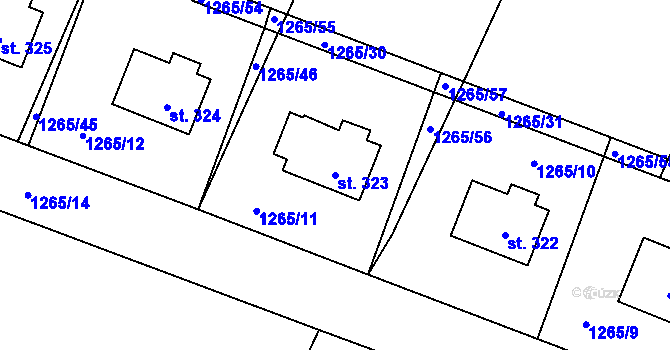 Parcela st. 323 v KÚ Malšice, Katastrální mapa
