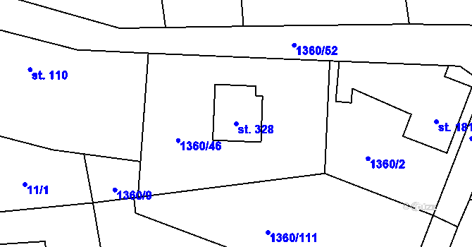 Parcela st. 328 v KÚ Malšice, Katastrální mapa