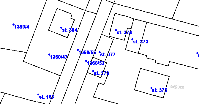 Parcela st. 377 v KÚ Malšice, Katastrální mapa