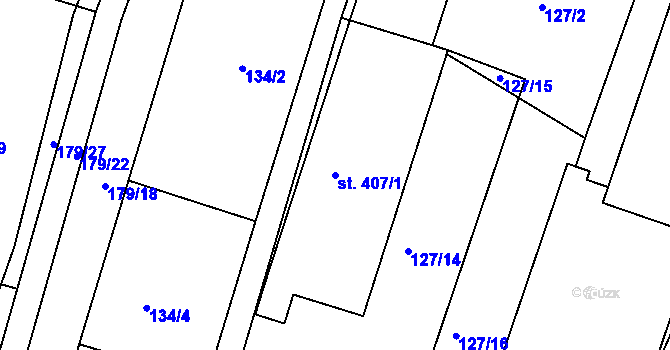Parcela st. 407/1 v KÚ Malšice, Katastrální mapa