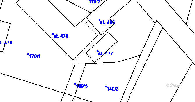Parcela st. 477 v KÚ Malšice, Katastrální mapa