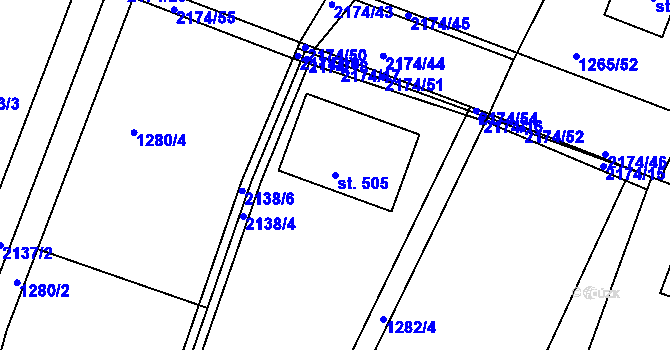 Parcela st. 505 v KÚ Malšice, Katastrální mapa