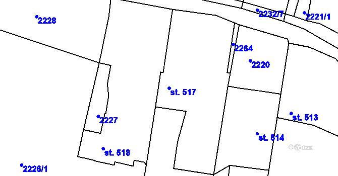 Parcela st. 517 v KÚ Malšice, Katastrální mapa