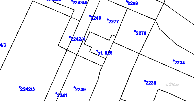 Parcela st. 525 v KÚ Malšice, Katastrální mapa