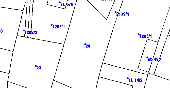 Parcela st. 20 v KÚ Malšice, Katastrální mapa