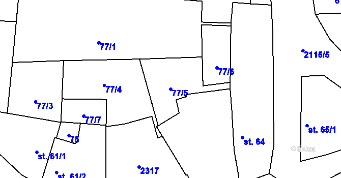Parcela st. 77/5 v KÚ Malšice, Katastrální mapa