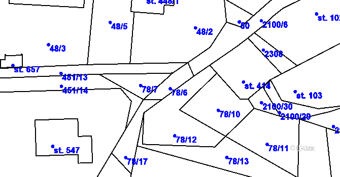 Parcela st. 78/6 v KÚ Malšice, Katastrální mapa