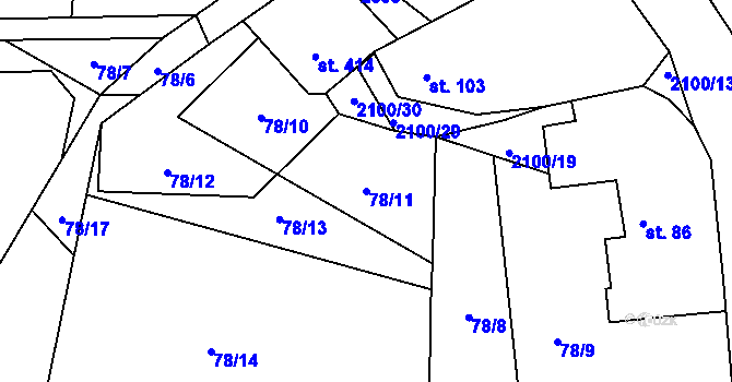 Parcela st. 78/11 v KÚ Malšice, Katastrální mapa