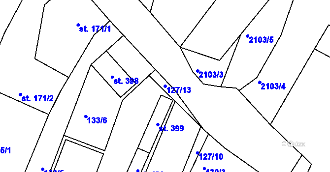 Parcela st. 127/13 v KÚ Malšice, Katastrální mapa