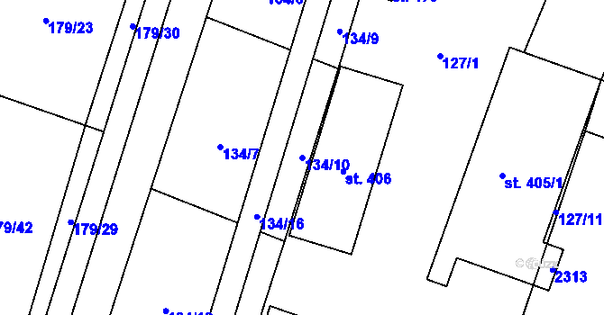 Parcela st. 134/10 v KÚ Malšice, Katastrální mapa