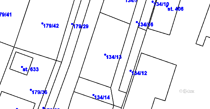 Parcela st. 134/13 v KÚ Malšice, Katastrální mapa