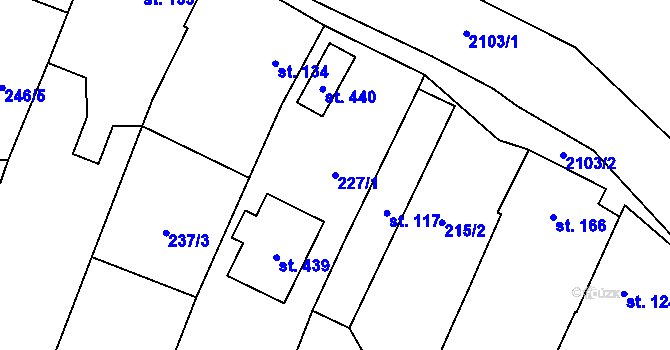 Parcela st. 227/1 v KÚ Malšice, Katastrální mapa