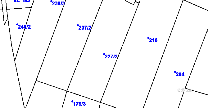 Parcela st. 227/2 v KÚ Malšice, Katastrální mapa