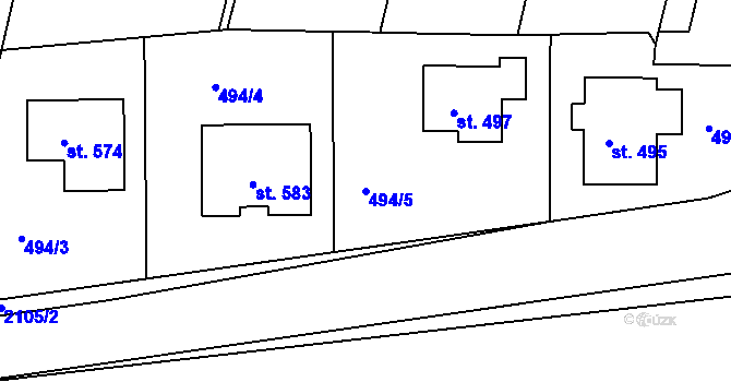Parcela st. 494/5 v KÚ Malšice, Katastrální mapa