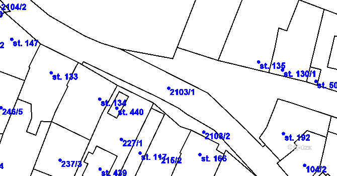 Parcela st. 2103/1 v KÚ Malšice, Katastrální mapa