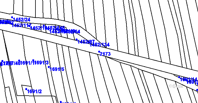 Parcela st. 2173 v KÚ Malšice, Katastrální mapa