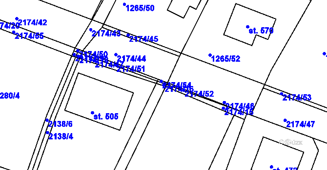 Parcela st. 2174/16 v KÚ Malšice, Katastrální mapa