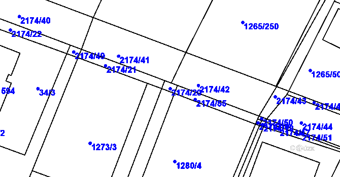 Parcela st. 2174/20 v KÚ Malšice, Katastrální mapa