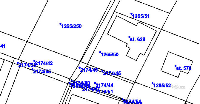 Parcela st. 1265/50 v KÚ Malšice, Katastrální mapa