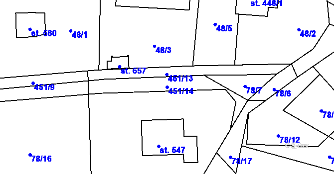 Parcela st. 451/14 v KÚ Malšice, Katastrální mapa