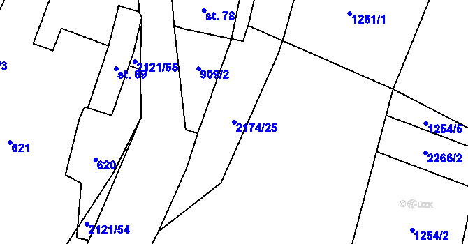 Parcela st. 2174/25 v KÚ Malšice, Katastrální mapa