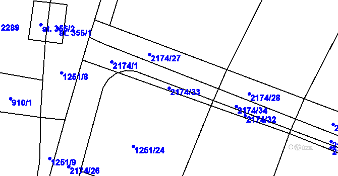 Parcela st. 2174/33 v KÚ Malšice, Katastrální mapa