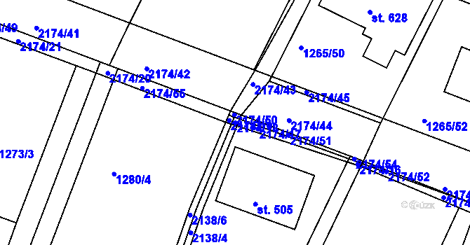 Parcela st. 2174/18 v KÚ Malšice, Katastrální mapa