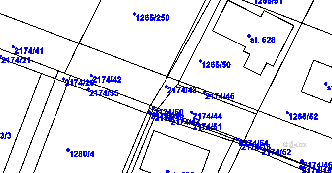 Parcela st. 2174/43 v KÚ Malšice, Katastrální mapa