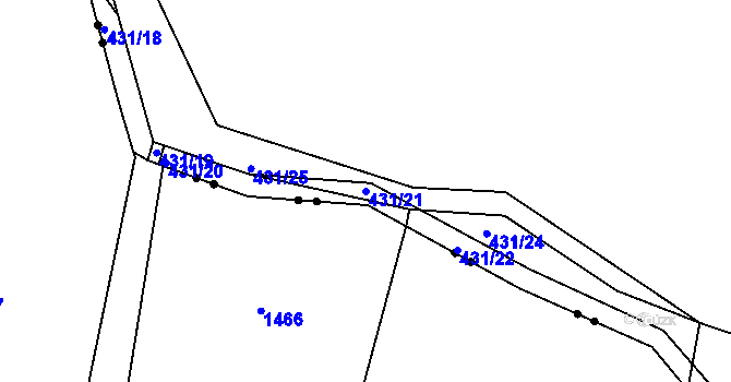 Parcela st. 431/21 v KÚ Malšice, Katastrální mapa
