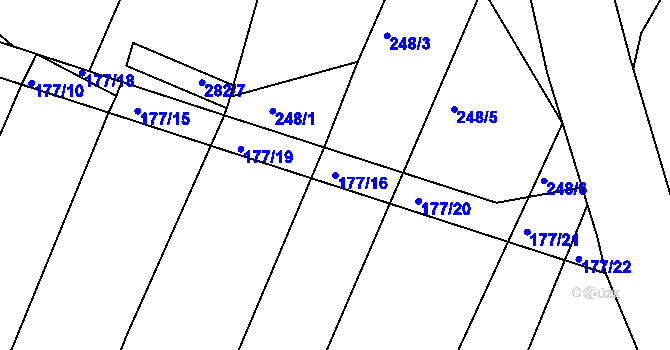 Parcela st. 177/16 v KÚ Malšice, Katastrální mapa
