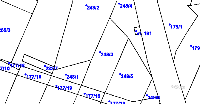 Parcela st. 248/3 v KÚ Malšice, Katastrální mapa