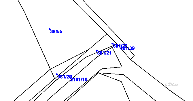 Parcela st. 381/21 v KÚ Malšice, Katastrální mapa