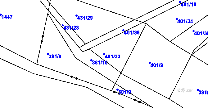 Parcela st. 401/33 v KÚ Malšice, Katastrální mapa