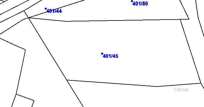 Parcela st. 401/45 v KÚ Malšice, Katastrální mapa