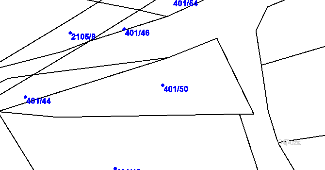 Parcela st. 401/50 v KÚ Malšice, Katastrální mapa
